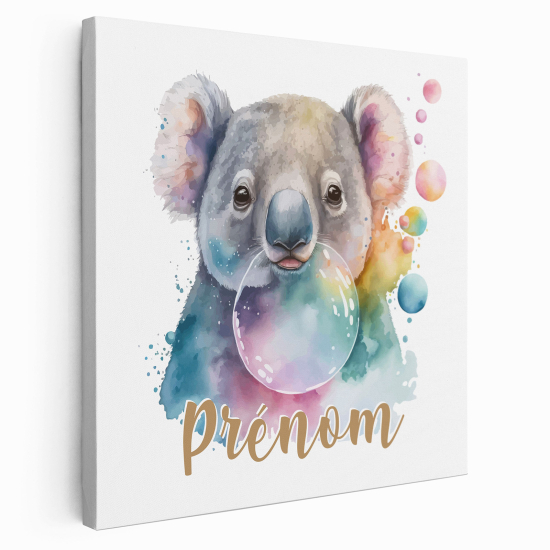 Personalized children's canvas print with name - Koala bubble