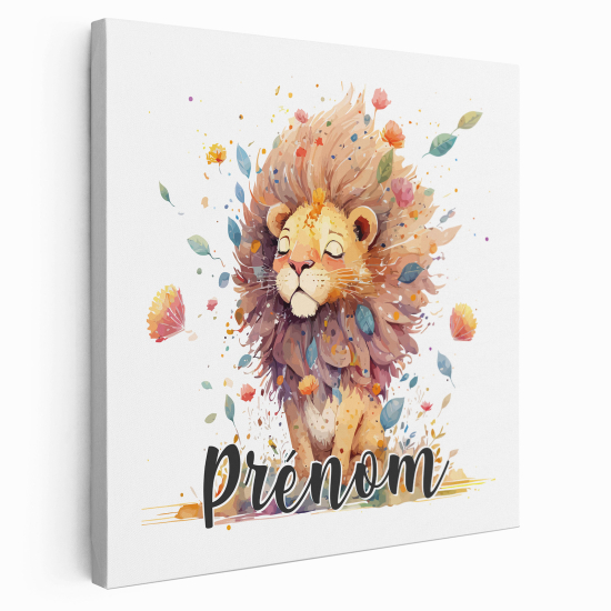 Personalized children's canvas print with name - Lion cub