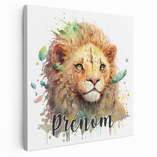 Personalized children's canvas print with name - Lion cub