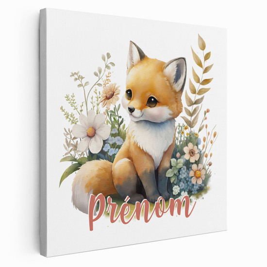 Personalized children's canvas print with name - Little Fox