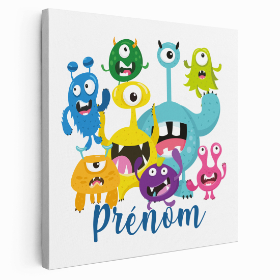 Personalized children's canvas print with name - Little Monsters