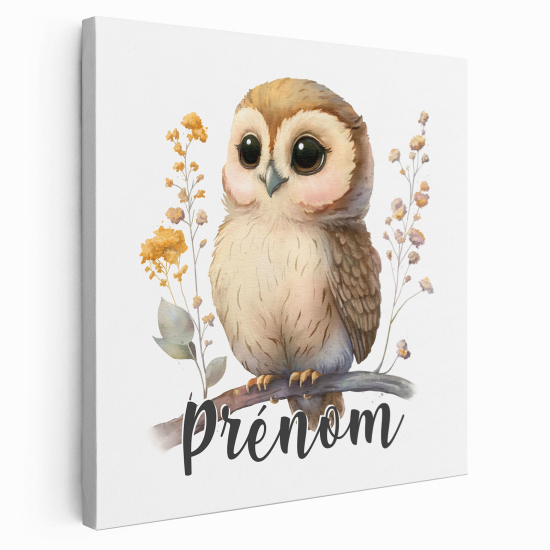 Personalized children's canvas print with name - Owl