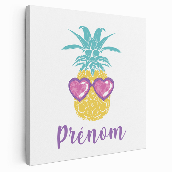 Personalized children's canvas print with name - Pineapple