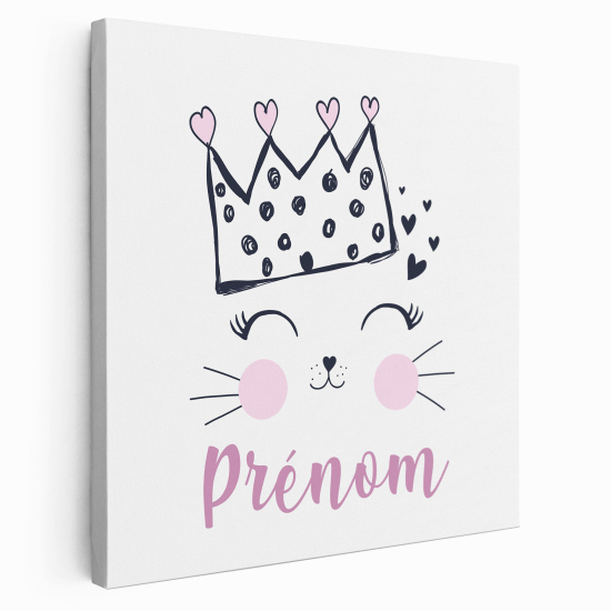 Personalized children's canvas print with name - Queen of Cats