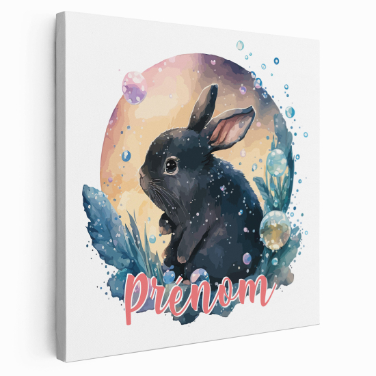 Personalized children's canvas print with name - Rabbit