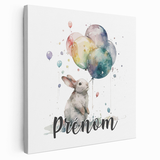 Personalized children's canvas print with name - rabbit Balloons