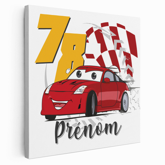 Personalized children's canvas print with name - Racing Car