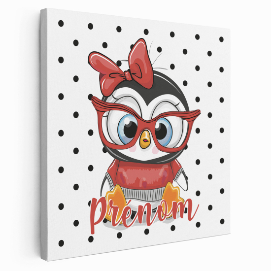 Personalized children's canvas print with name - Spectacled Penguin