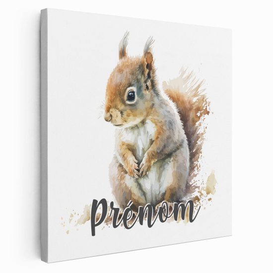 Personalized children's canvas print with name - Squirrel