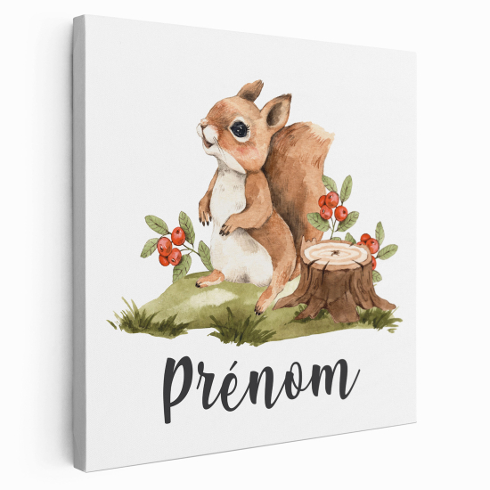 Personalized children's canvas print with name - Squirrel