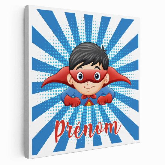 Personalized children's canvas print with name - Superhero Boy