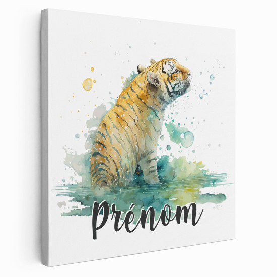 Personalized children's canvas print with name - Tiger