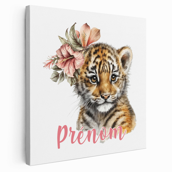 Personalized children's canvas print with name - tiger cub