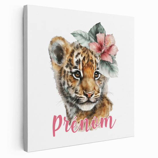 Personalized children's canvas print with name - Tigreau