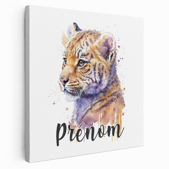 Personalized children's canvas print with name - Tigreau