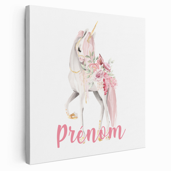 Personalized children's canvas print with name - Unicorn