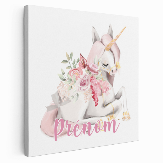 Personalized children's canvas print with name - Unicorn