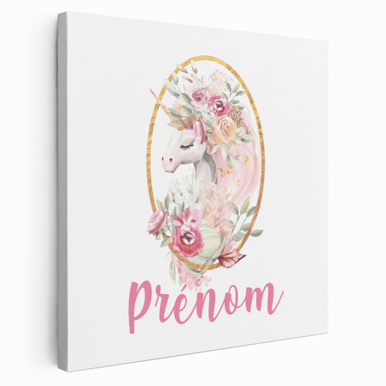 Personalized children's canvas print with name - Unicorn