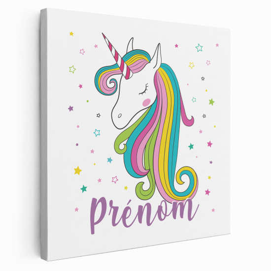 Personalized children's canvas print with name - Unicorn stars