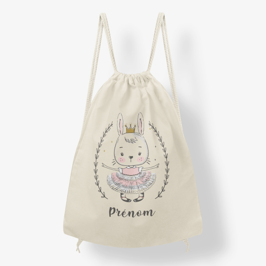 Personalized Drawstring Backpack for Kids - Dancing Rabbit