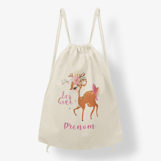 Personalized Drawstring Backpack for Kids - Fawn