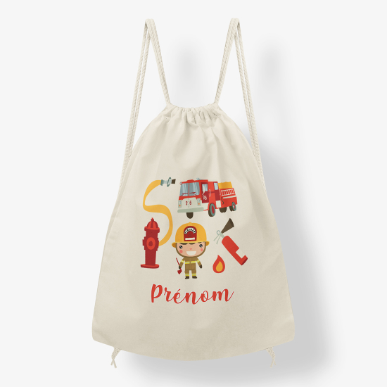 Personalized Drawstring Backpack for Kids - Fire truck