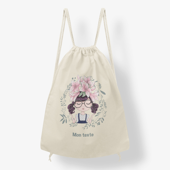 Personalized Drawstring Backpack for Kids - Flower child