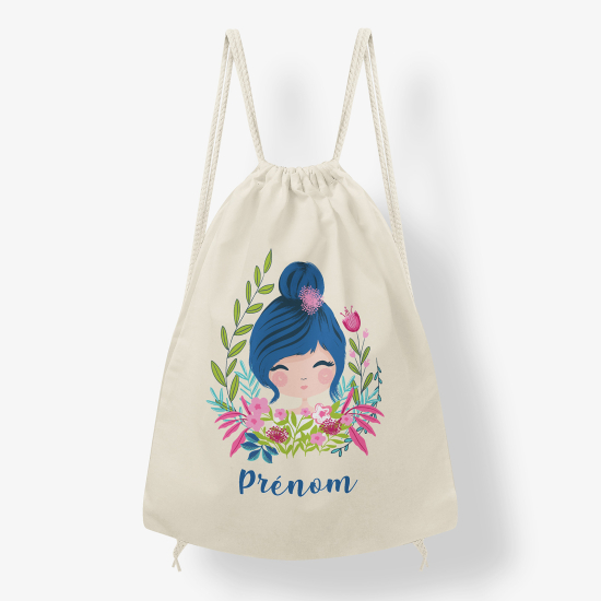 Personalized Drawstring Backpack for Kids - Flower child