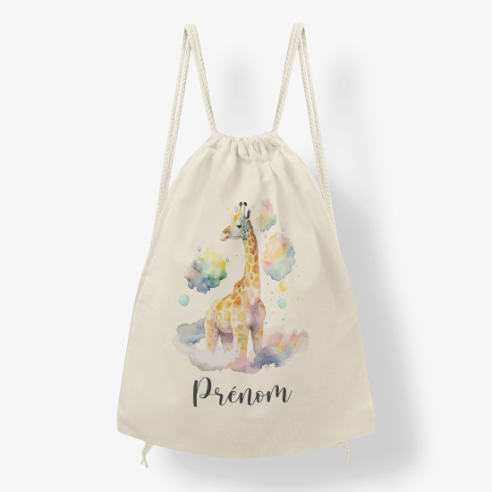 Personalized Drawstring Backpack for Kids - Giraffe