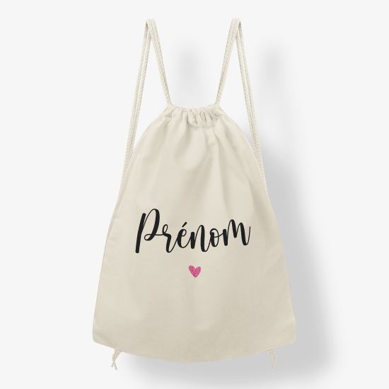 Personalized Drawstring Backpack for Kids - Heart name