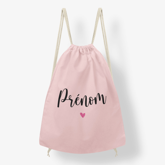 Personalized Drawstring Backpack for Kids - Heart name