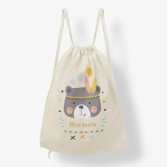 Personalized Drawstring Backpack for Kids - Indian bear cub