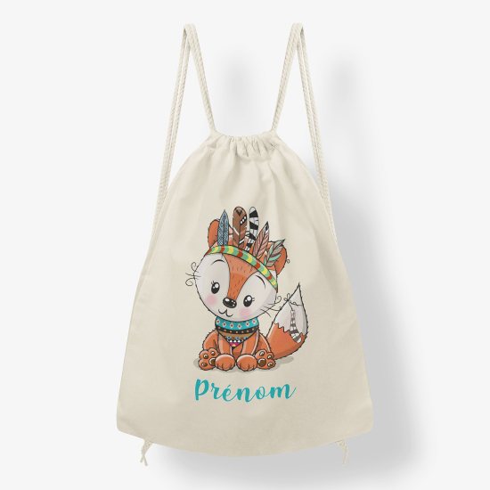 Personalized Drawstring Backpack for Kids - Indian fox