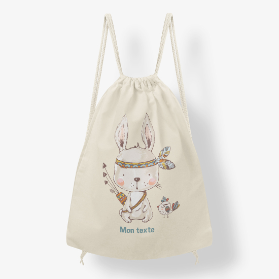 Personalized Drawstring Backpack for Kids - Indian rabbit