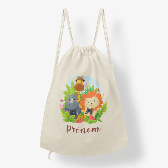 Personalized Drawstring Backpack for Kids - Jungle Animals