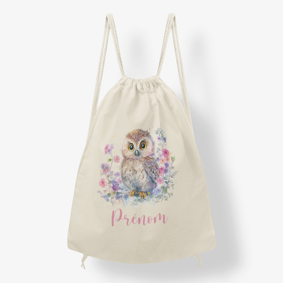 Personalized Drawstring Backpack for Kids - Owl