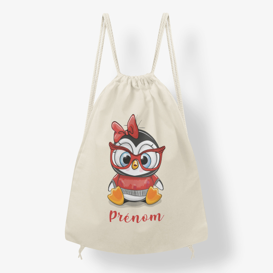 Personalized Drawstring Backpack for Kids - penguin