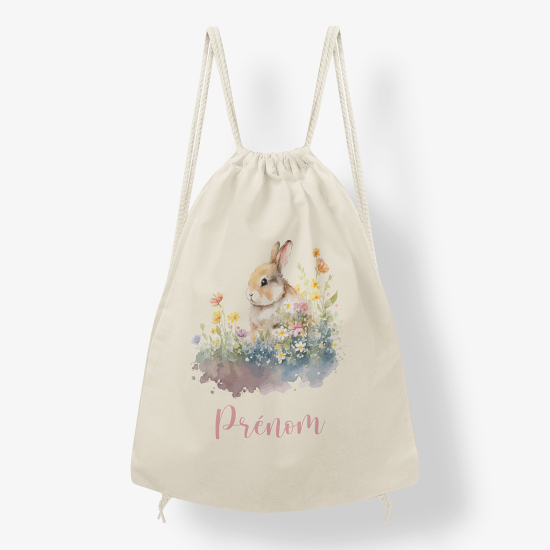 Personalized Drawstring Backpack for Kids - Rabbit