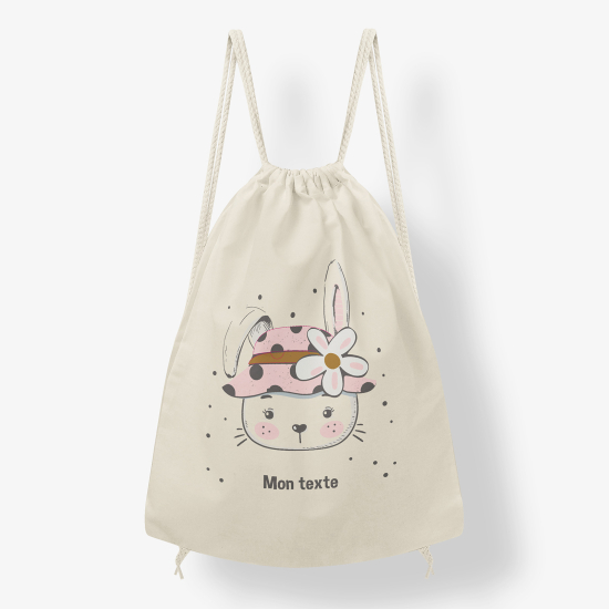 Personalized Drawstring Backpack for Kids - Rabbit