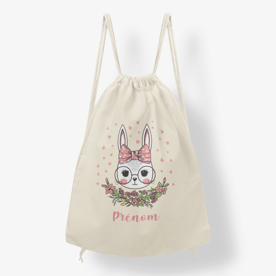 Personalized Drawstring Backpack for Kids - Rabbit design