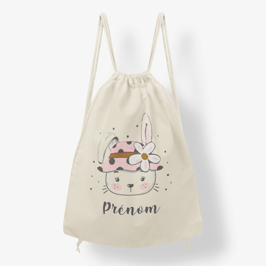 Personalized Drawstring Backpack for Kids - Rabbit hat