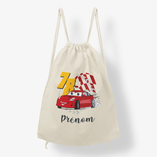 Personalized Drawstring Backpack for Kids - Racing car