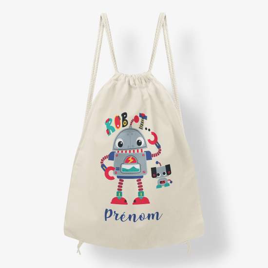 Personalized Drawstring Backpack for Kids - Robot