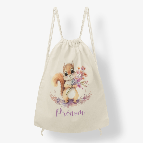 Personalized Drawstring Backpack for Kids - Squirrel