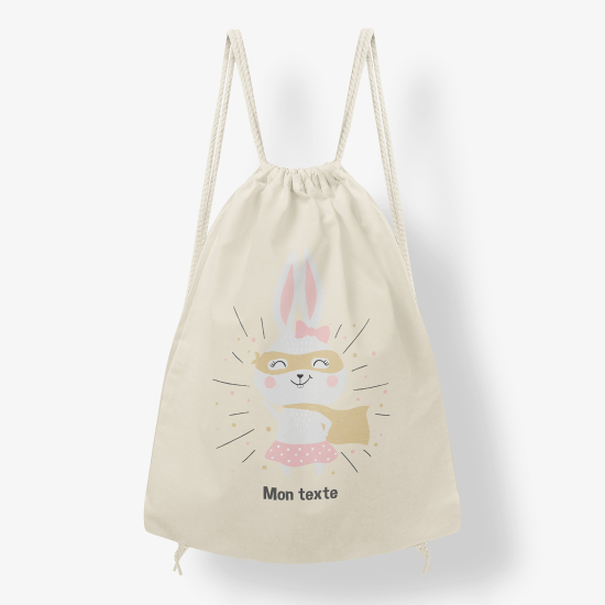 Personalized Drawstring Backpack for Kids - Super rabbit