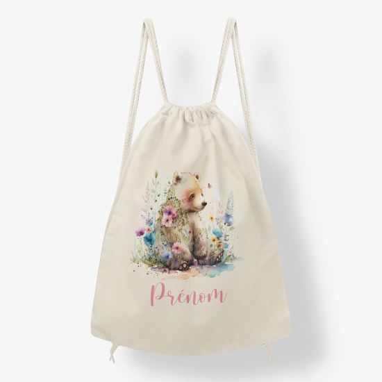 Personalized Drawstring Backpack for Kids - Teddy Bear