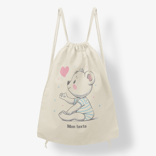 Personalized Drawstring Backpack for Kids - Teddy Bear