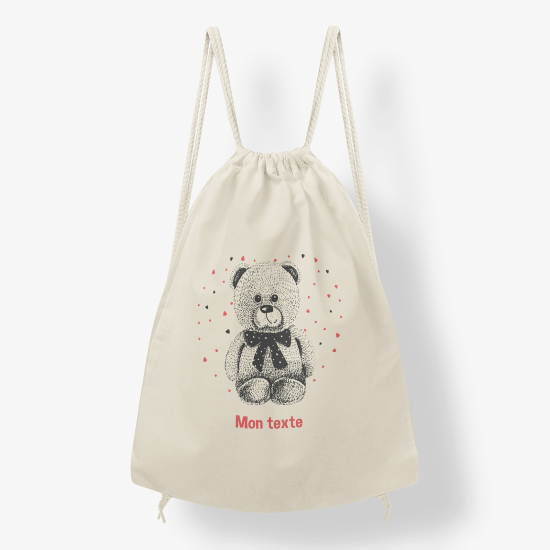 Personalized Drawstring Backpack for Kids - Teddy bear