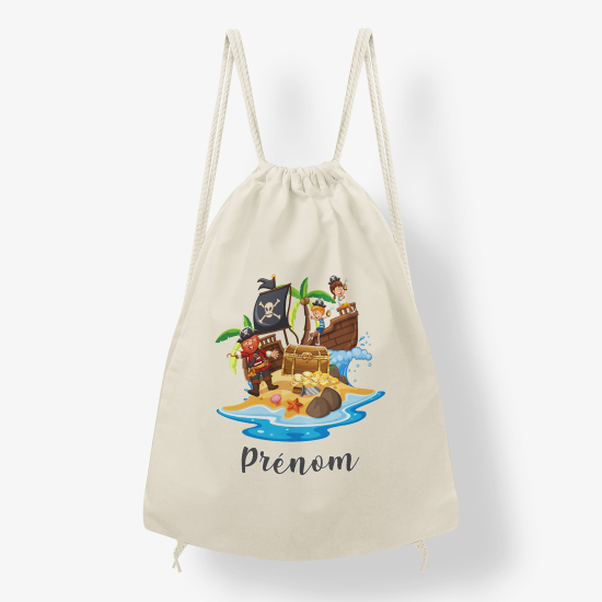 Personalized Drawstring Backpack for Kids - The Pirate Island