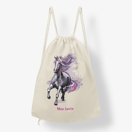 Personalized Drawstring Backpack for Kids - Unicorn